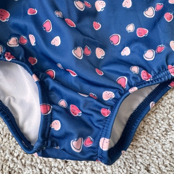 Baby Girls’ Bathing suit Navy Blue Heart Print Ruffle One-Piece Swimsuit 3-6 mo - Picture 6 of 8